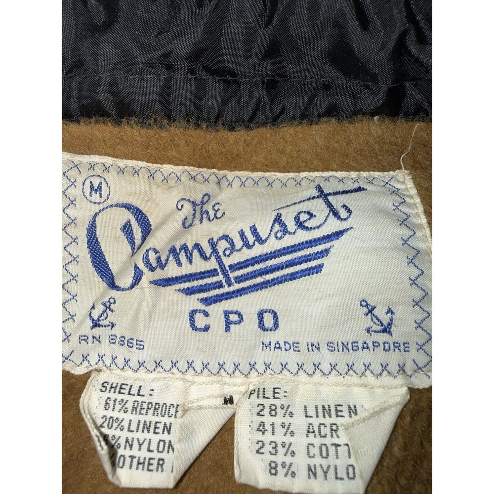VTG CPO Jacket Campuset Men's M Campus Sherpa Lined Green Plaid Navy 60s/70s - Picture 7 of 16